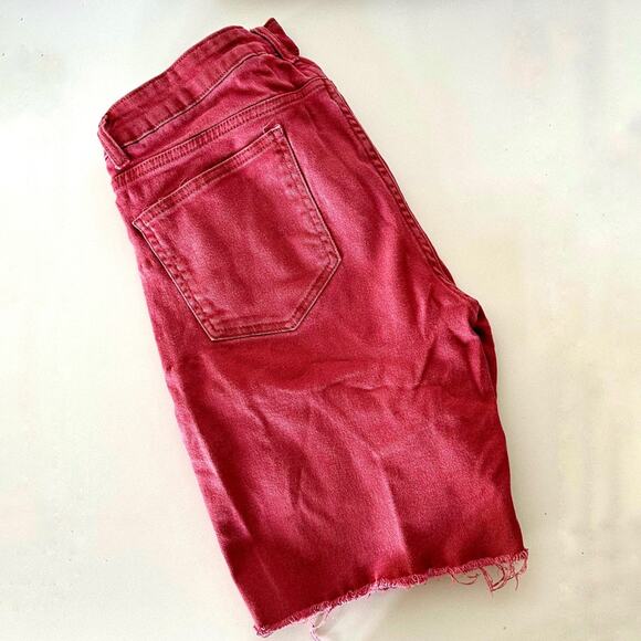 MENS F21 FOREVER 21 Red Denim Jean 8" Inseam Raw Hem Casual Shorts Jeans 32 - Picture 8 of 12